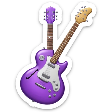 a purple Christmas ornament with a guitar sticker