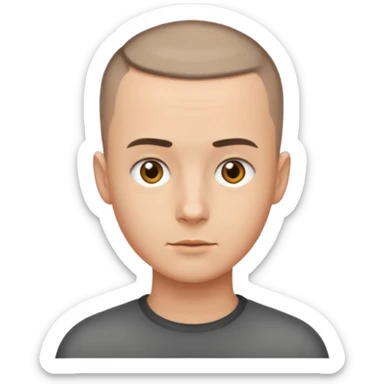 man with very short hair buzzcut sticker
