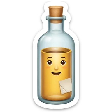 glass bottle with a paper message inside sticker