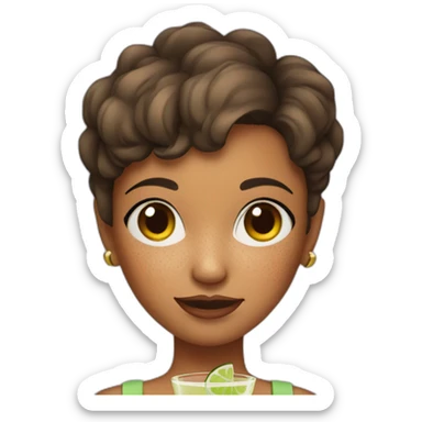 a girl with short hair and freckles who drinks a Margarita sticker