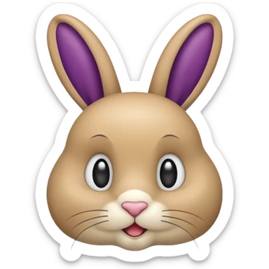 Un lapin beige qui a les oreilles qui tombent  avec une aubergine sur la tête sticker