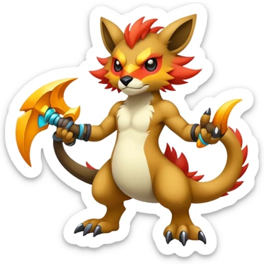 cool edgy badass colorful fantasy animal hybrid Fakemon full body sticker