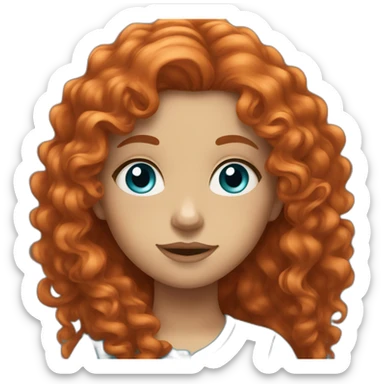 Girl with long curly red hair and blue eyes sticker