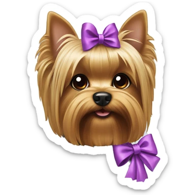 Yorkie dog with pick bow  sticker