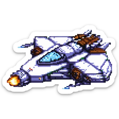 space cruiser with glowing thrusters sticker