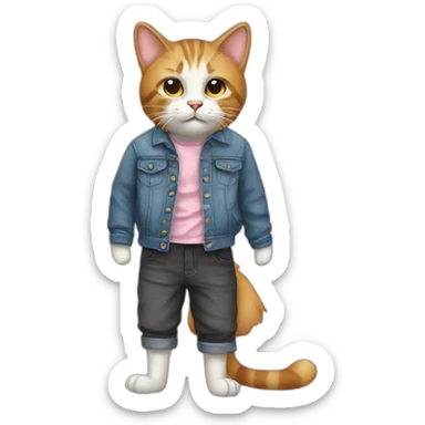 Cat with clothes sticker