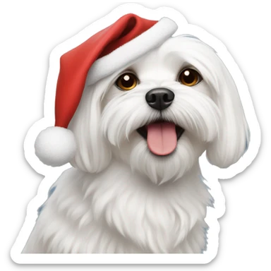 Maltese dog with Santa hat sticker