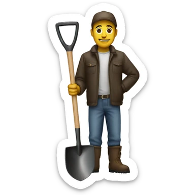 man with shovel sticker