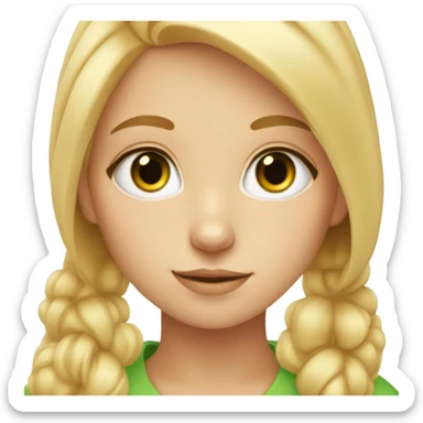 Blonde hair Girl with green eyes and orange cat sticker