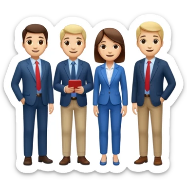 a group of employees gathered around a water cooler, smiling and chatting sticker