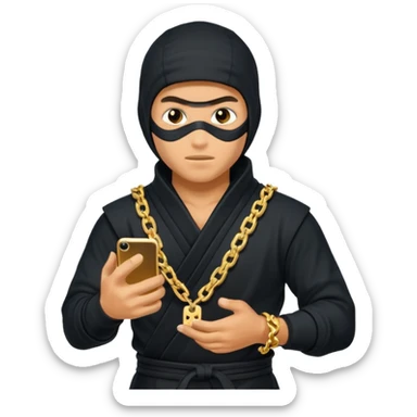Ninja gold chain on his phone sticker