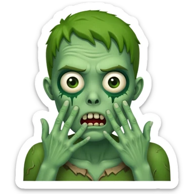 suprised zombie, hands on cheeks sticker