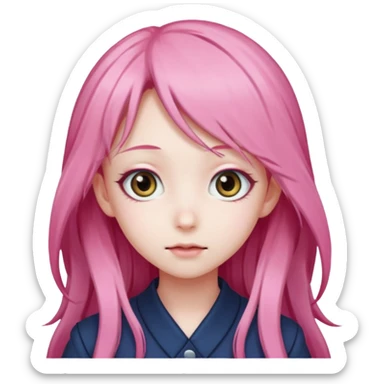 Anime girls with long pink hair sticker