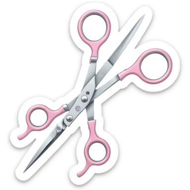 hairdressing scissors with pastel pink handles, iOS Apple emoji style sticker