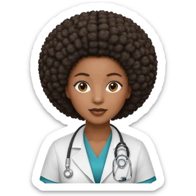 single black female doctor with afro hairstyle sticker