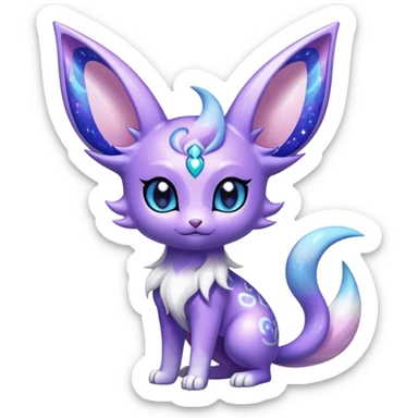 Shiny Exotic Cute Adorable Majestic Ethereal Sparkly Espeon-Meowstic-Hybrid-Creature with pattern-markings sticker