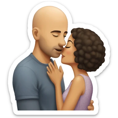 Short hair bald guy kissing Latin woman  sticker