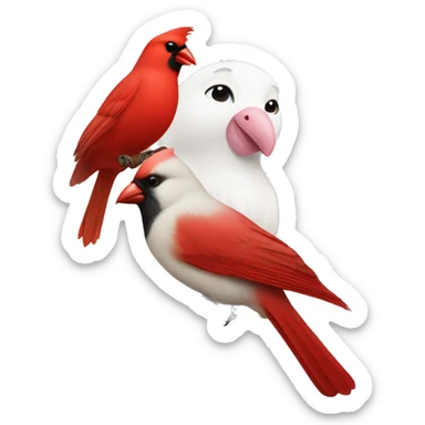 Red cardinal and white dove on branch  sticker