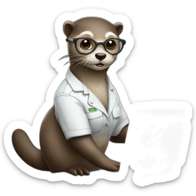 female vet otter with glasses use a macbook sticker
