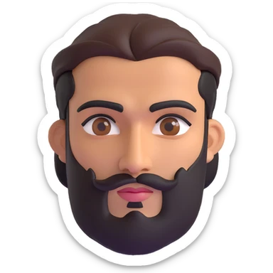 middle eastern man with medium length beard, unibrow, tan skin, and dark brown eyes sticker