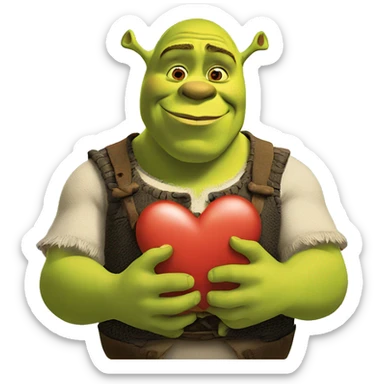 shrek shows a heart with his hands sticker