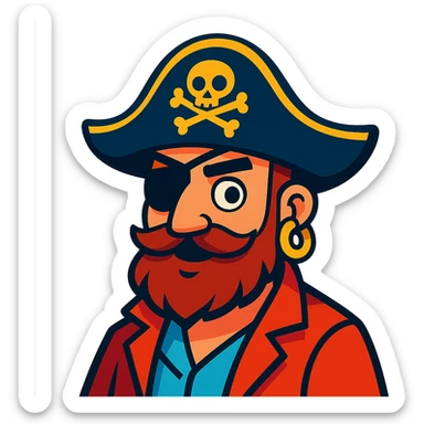 cartoonish pirate with eyepatch and hat sticker