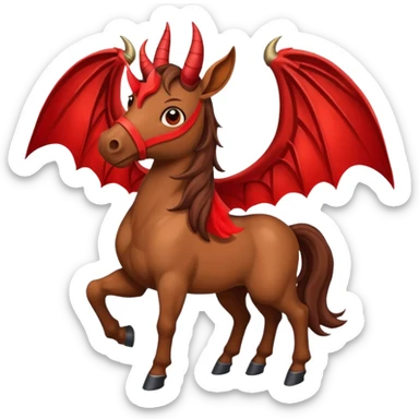 horse with horns and red bat wings sticker