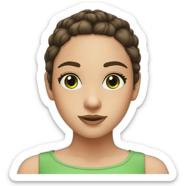 girl with green eyes, with bun and brunette hair sticker