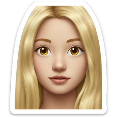 Riley Guava long blonde hair teenager, hyperreal photoreal portrait sticker