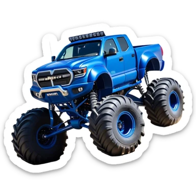 Bigfoot - Bigfoot 4x4 (Model Year: 2022) (Iconic colour: Blue) - An oversized, rugged monster truck with bold, aggressive lines painted in a striking blue. Focus on massive, rugged tires and a muscular chassis that exudes raw power and an urban legend feel. sticker