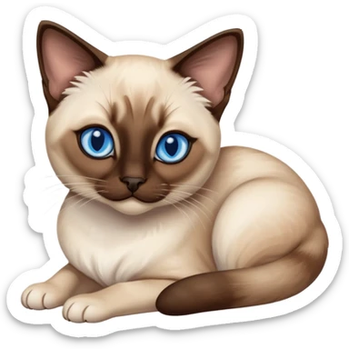 A siamese cat with blue eyes, laying down sticker