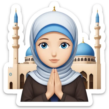 Turkish beautiful finish Konya girl blue eyes with hijab dua in mekka  sticker