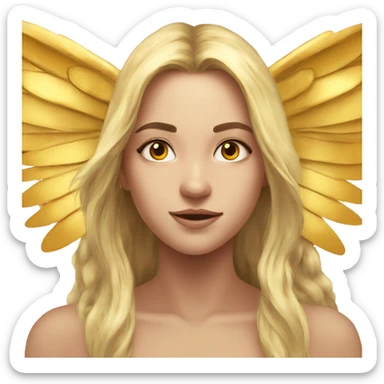 big wings, sun, gold, Beautiful, fairy, long hair sticker