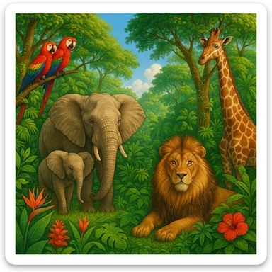 digital illustration of jungle safari sticker