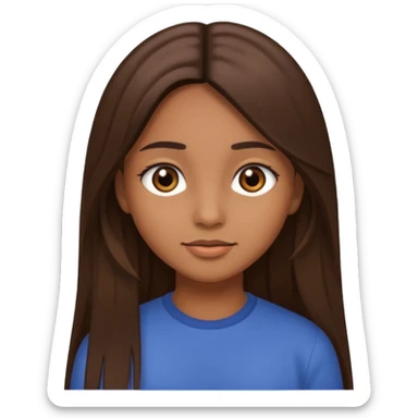 girl with straight long hair and brown eyes, brown skin sticker