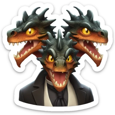 Classy three headed dragon sticker