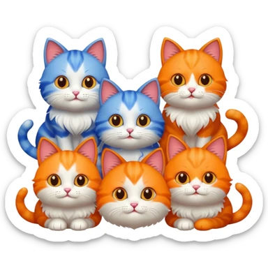 6 different colour cats only 1 orange sticker