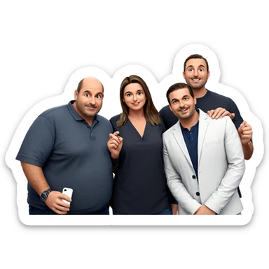 smiling girl with boys indoors sticker