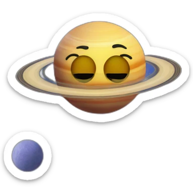 planet Saturn with a cartoon smiling face with sunglasses sticker