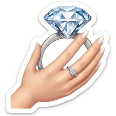 a hand holding a diamond engagement ring  sticker