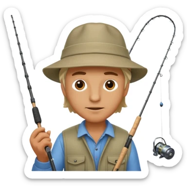 man casting a fishing rod sticker