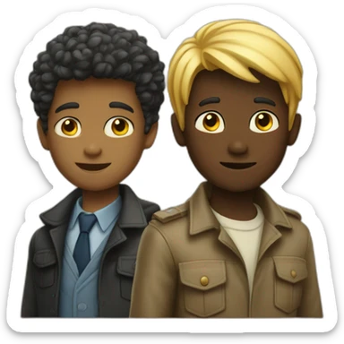 Two Boy detectives one blond and one African  black sticker