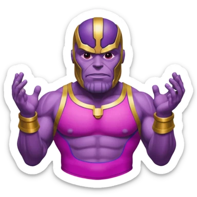 Thanos from Marvel in a bright pink swimsuit sticker