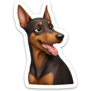 cinematic-cute-yawning-doberman-portrait-emoji,-head-tilted-slightly-with-a-dramatic,-wide-open-yawn,-revealing-a-sleek black and brown fur-with-a-subtle-shimmer,-floppy-ears-slightly-drooping,-round-brown-eyes-barely-open-in-drowsy sticker