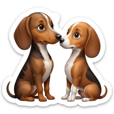 Dachshund and beagle kissing  sticker