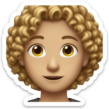 White Teen with brown blonde curly hair and brown eyes  sticker