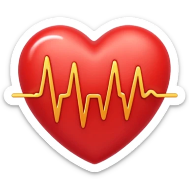 emoji of a red beating heart with gentle motion lines or soundwave pulses around it, symbolizing a heartbeat. Smooth, glossy Apple emoji design with soft highlights and a warm, lively glow sticker