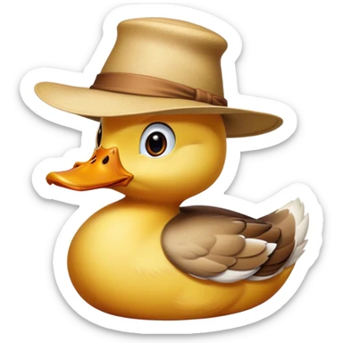 Create a picture of a duck with a spinning hat sticker