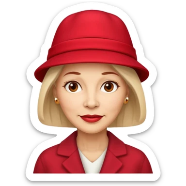 different mature woman with red hat sticker