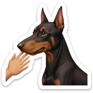 hand petting doberman sticker